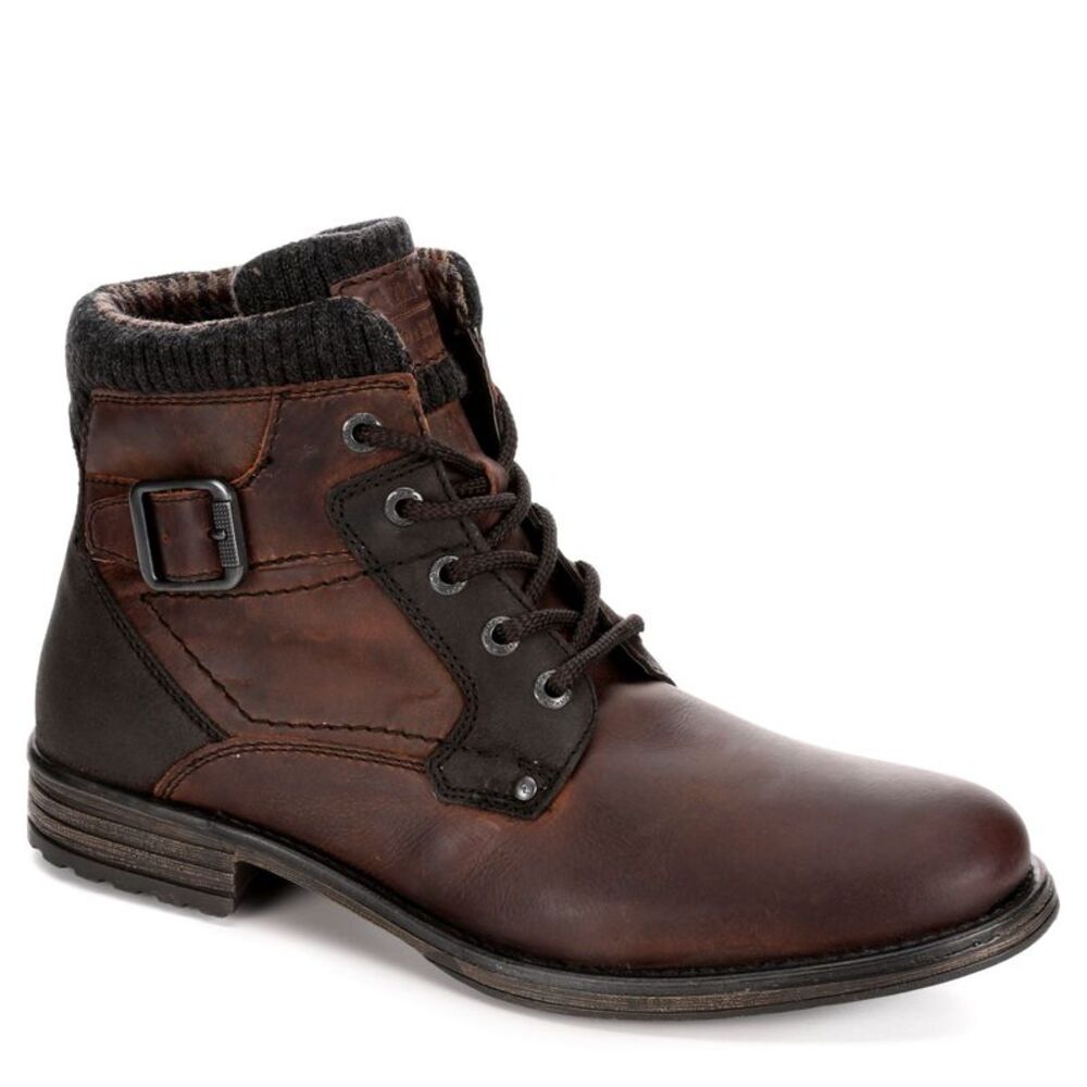 AM Shoes Mens Leather Plain Toe Lace Up Boots